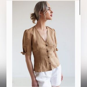 Linen Handmade Studio Linen Top size 2 color tan rose